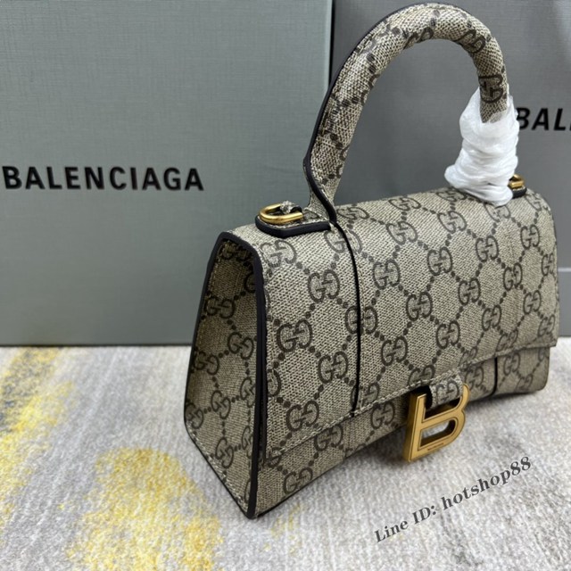 Balenciaga×GUCCI聯名專櫃爆款Xs沙漏包 巴黎世家原單手提肩背包 8895聯名 fyj1243